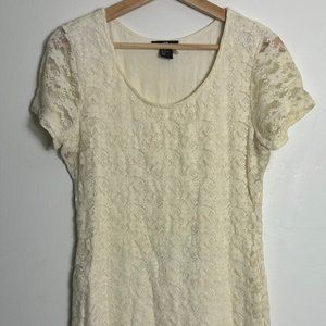 Forever 21 Cream Lace Fitted Dress